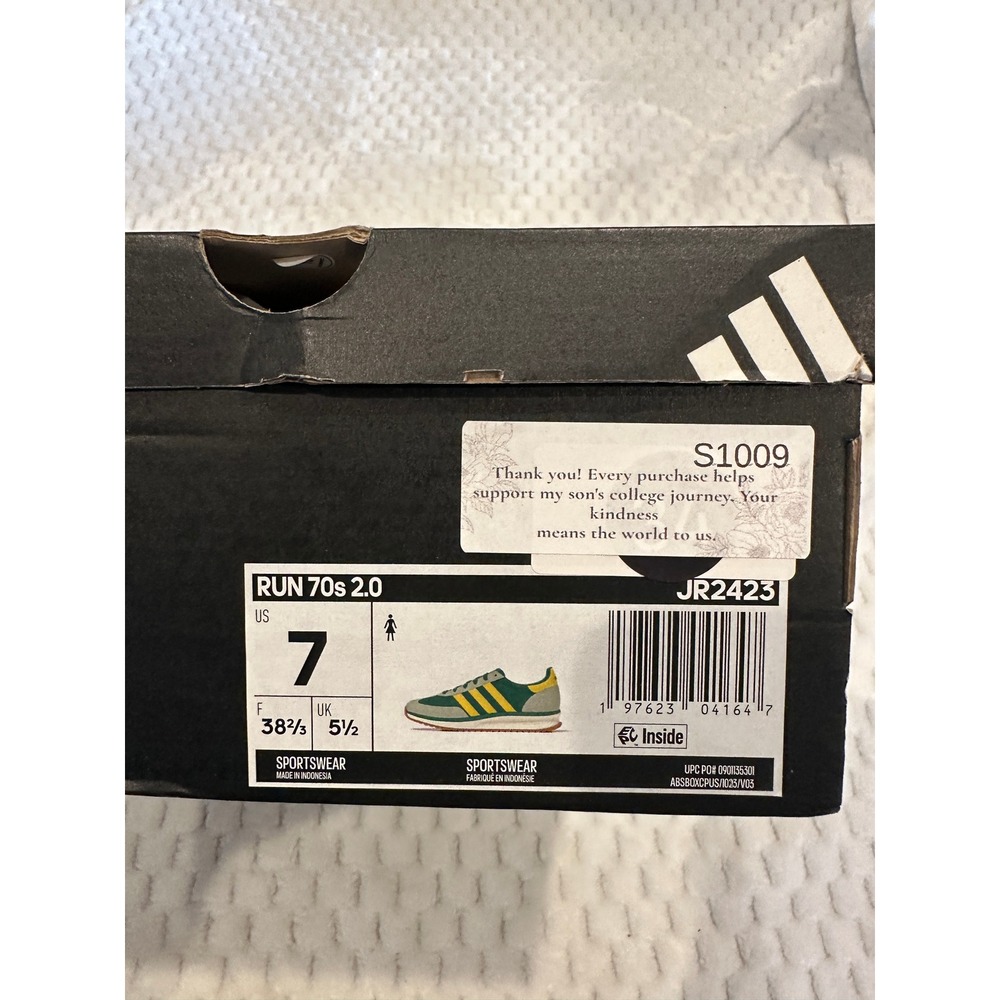 Adidas Run 70s 2.0 Green Yellow Grey Suede Retro Sneakers JR2423 Womens 7 - Picture 9 of 9